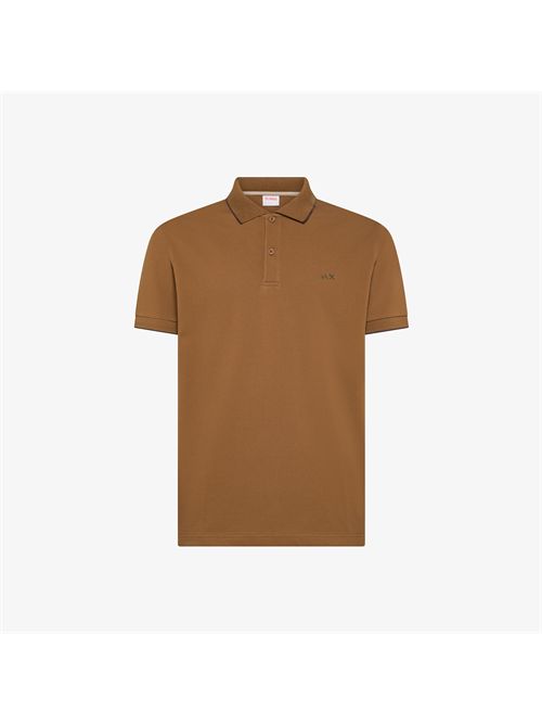 Polo con dettagli a contrasto in cotone marrone volpe SUN 68 | A36111/93